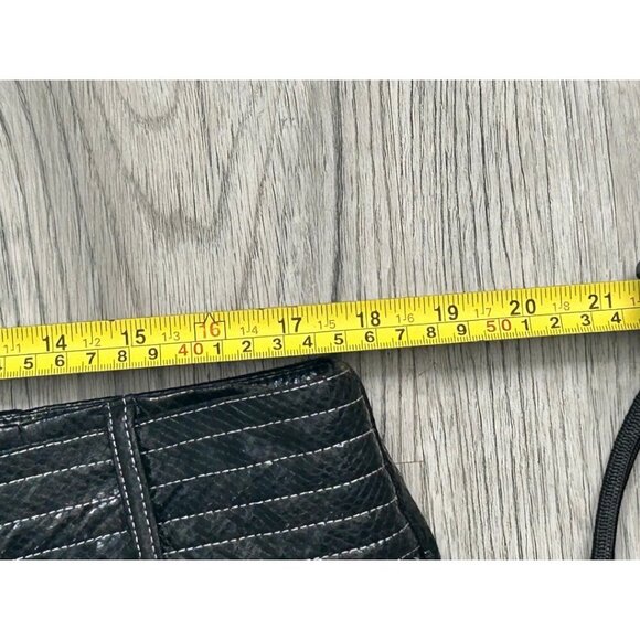 NWT Pretty Little Thing Black Faux Leather Mini Skirt Snakeskin Belted Size 12 - Picture 10 of 10